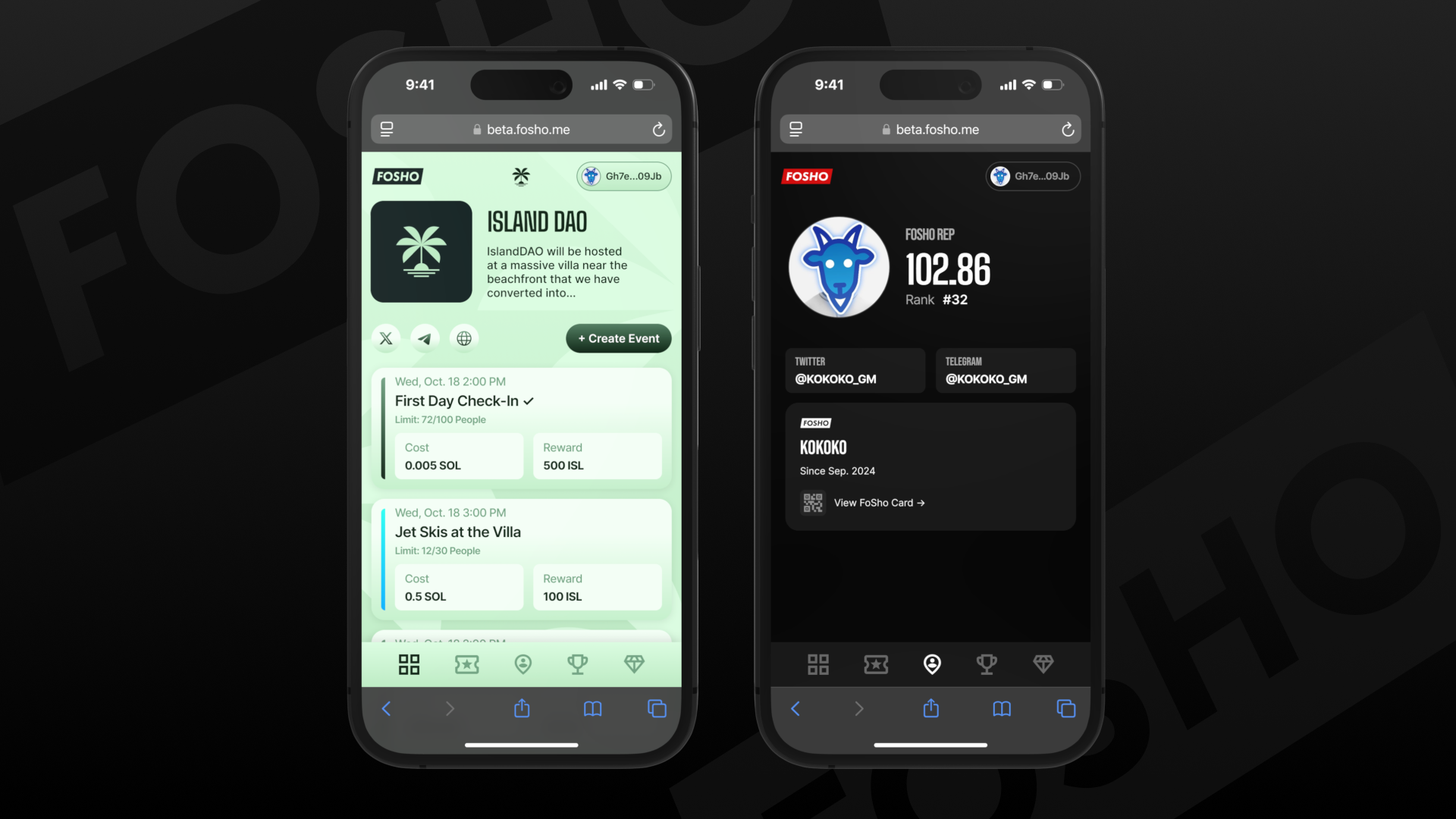FoSho event check-in flow